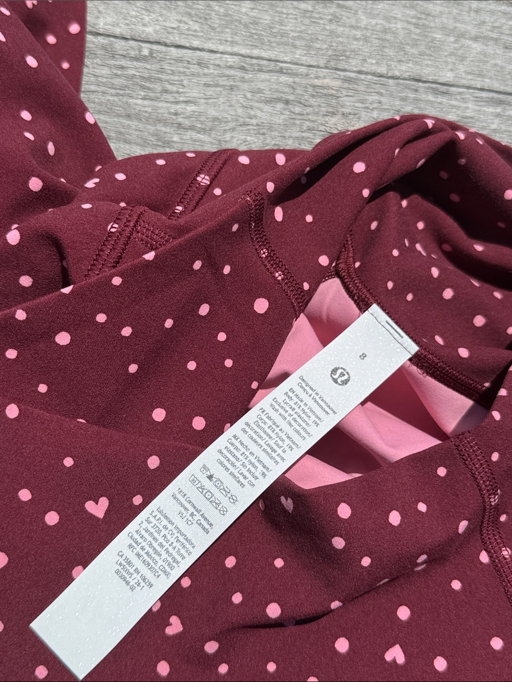 Lululemon Align No Line High-Rise Pant 25" Size 8 Heart Dot Burgundy Bay NWT - Picture 4 of 5